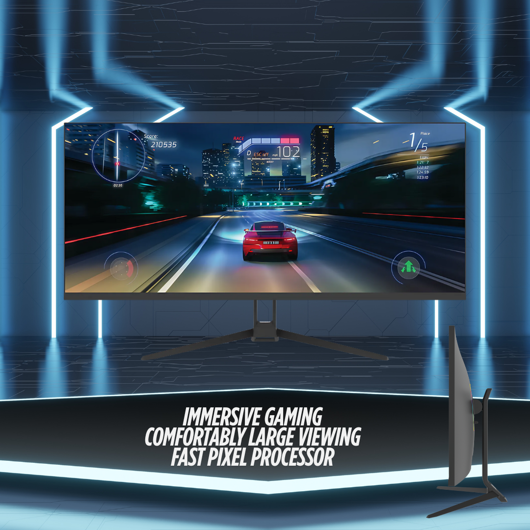 ViewGlow 34" GAMING MONITOR 3440X1440 LED WQHD 1MS 100HZ 21:9 WIDE MONITOR IMMERSIVE GAMING