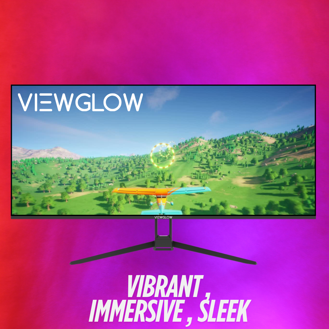 ViewGlow 34" GAMING MONITOR 3440X1440 LED WQHD 1MS 100HZ 21:9 WIDE MONITOR IMMERSIVE GAMING