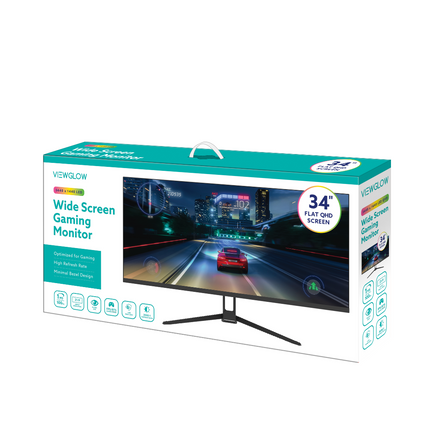 ViewGlow 34 Inch Gaming Monitor | Flat Immersive WQHD Display | 100Hz Refresh Rate