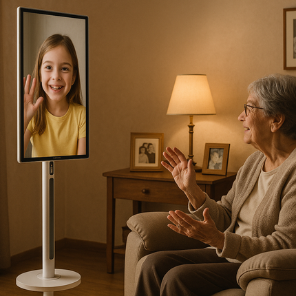 Grandmother video calling granddaughter