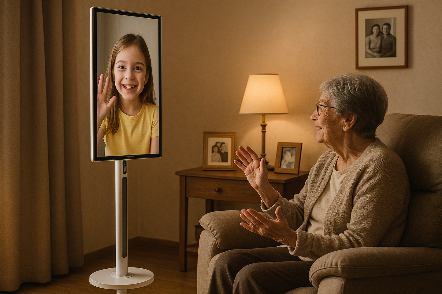 Grandmother video calling granddaughter