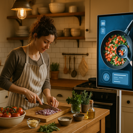 Kitchen scene 3 - Tall monitor in farmhouse kitchen